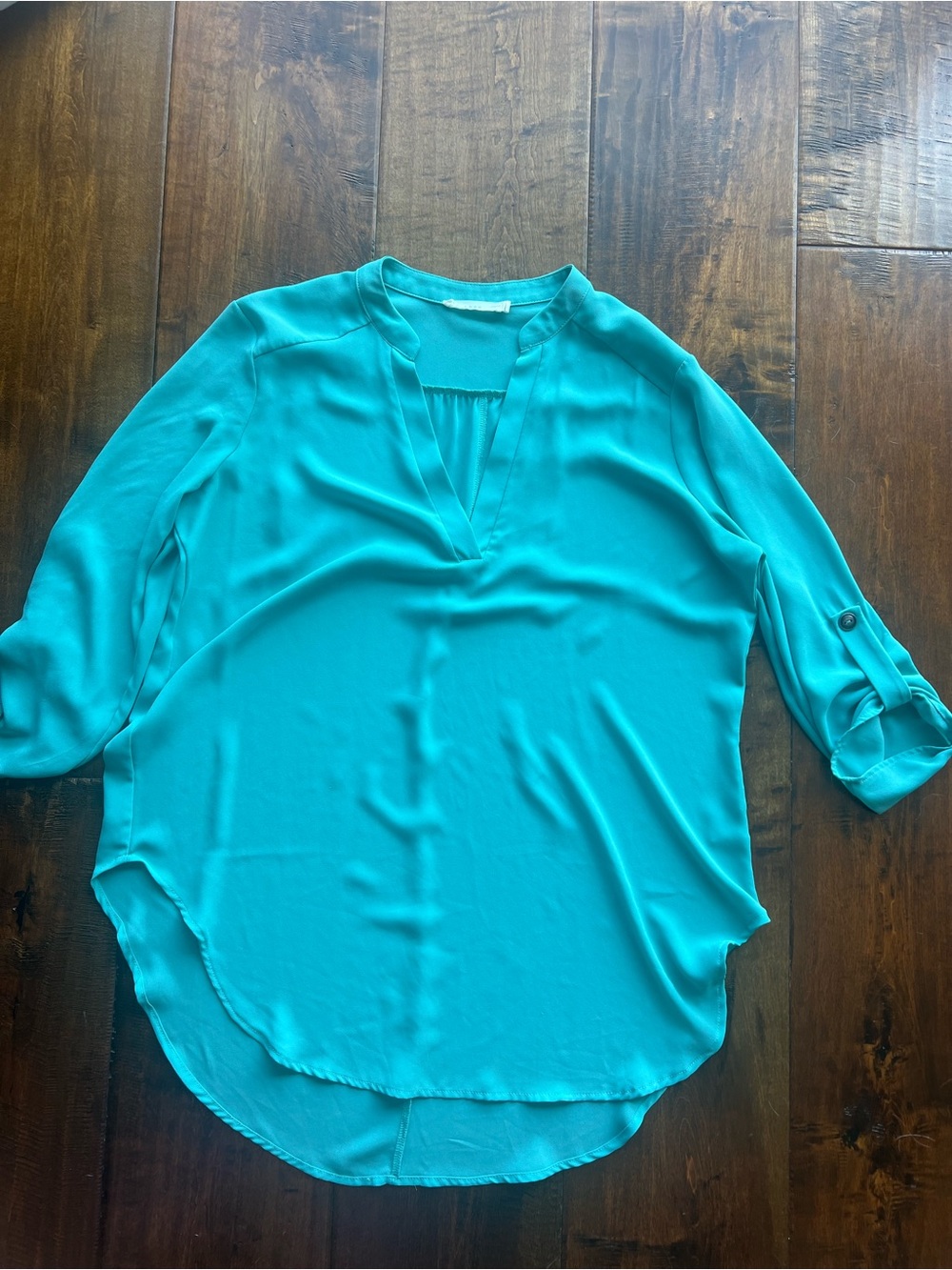 Lush Teal Split V-Neck Tunic